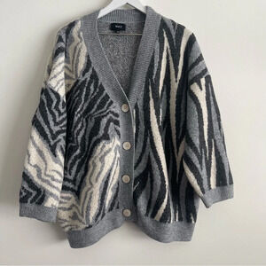 VICI Animal Print Gray Oversized Cardigan Sweater size S/M